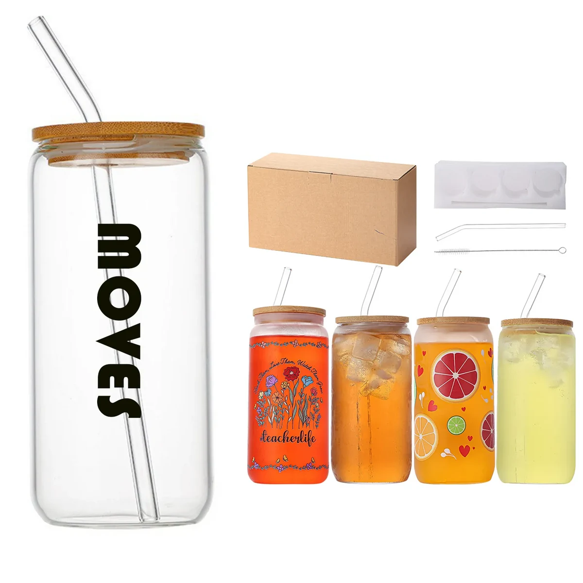 16OZ Glass Mason Jar With Lid And Straw 1