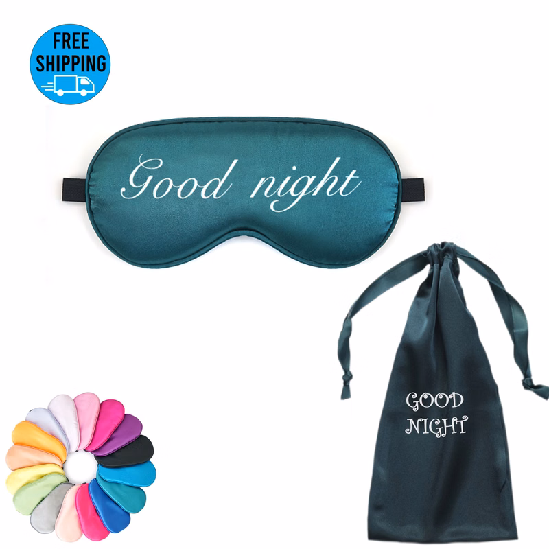Soft adjustable Satin Sleeping Eye Mask with drawstring pocket