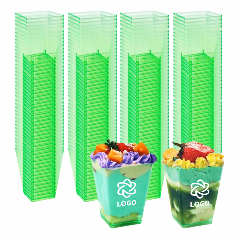 5oz Green Disposable Mini Pudding Dessert Cups