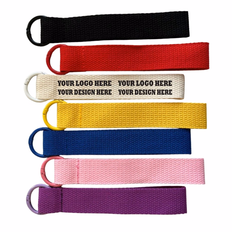 Custom Logo Canvas Strap Spring Coil Bottle Holder Keychain