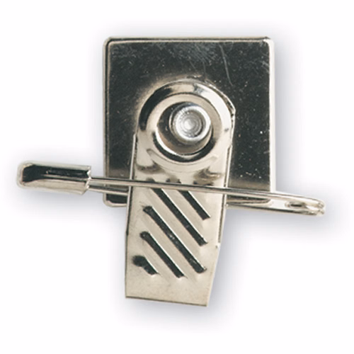 1-Hole Swivel Ribbed Badge Fastener Clip w/ Safety Pin