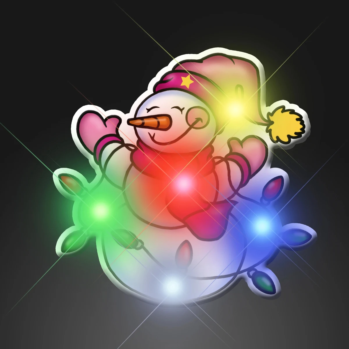 Snowman with Light Strand Flashing Pin 1