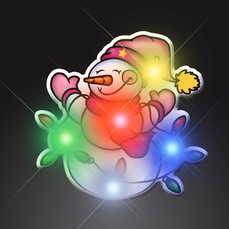 Snowman with Light Strand Flashing Pin