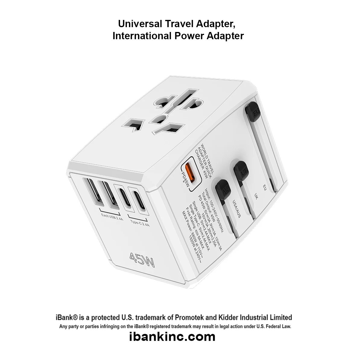 iBank ® 5 in 1 Universal Travel Adapter, International Power Adapter 1