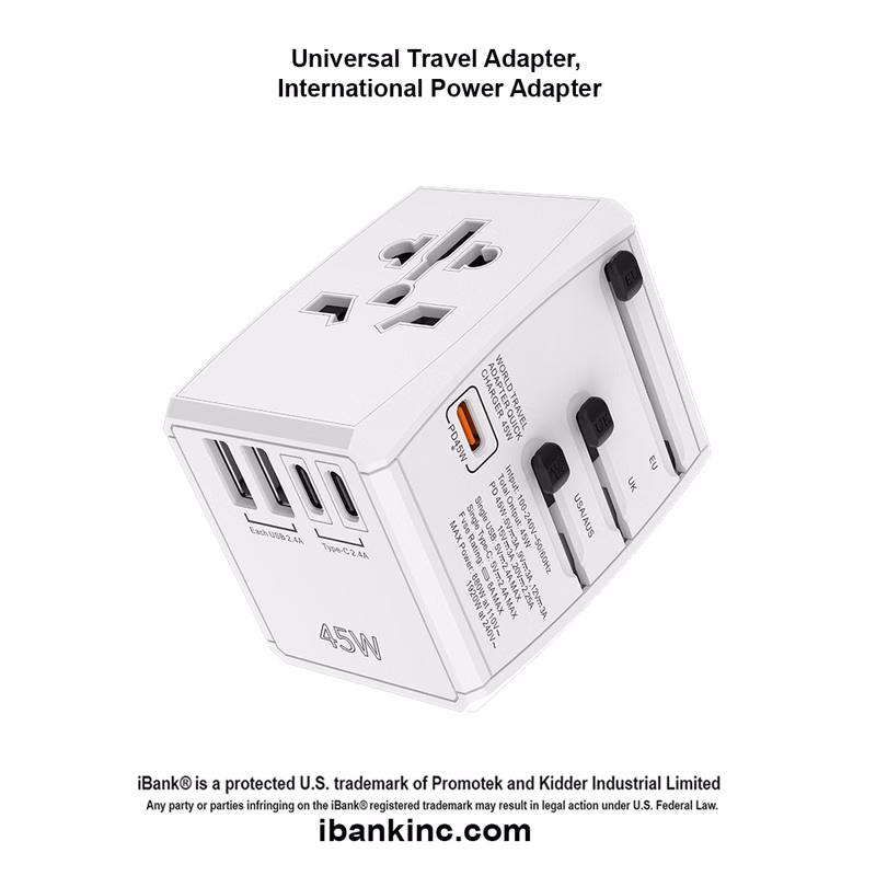 iBank ® 5 in 1 Universal Travel Adapter, International Power Adapter