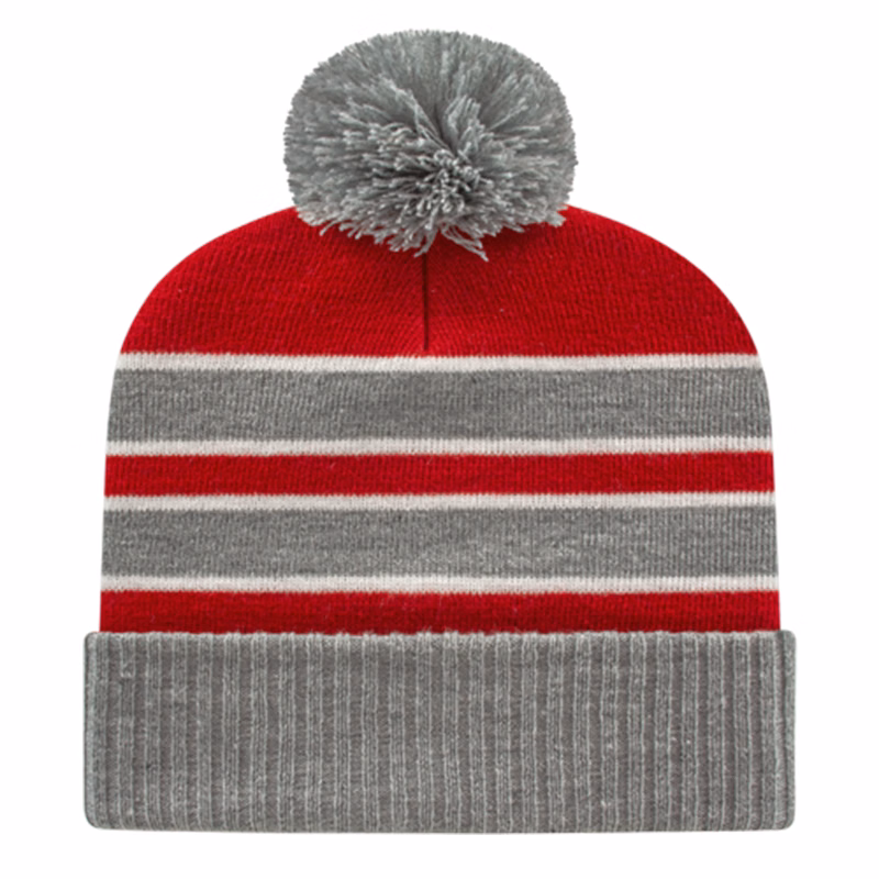 Double Stripe Knit Cap with Ribbed Cuff