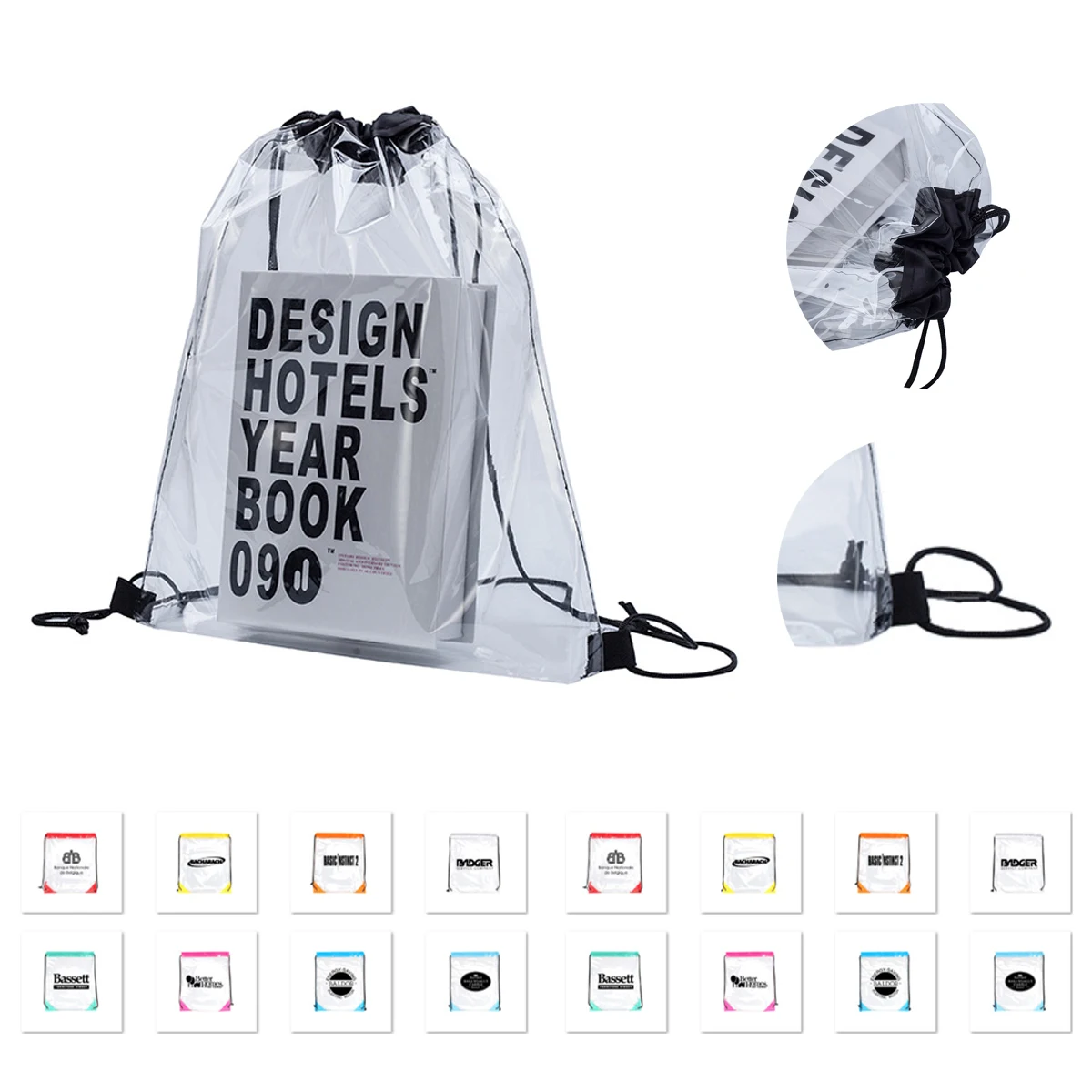 Transparent PVC backpack drawstring strap pocket 1