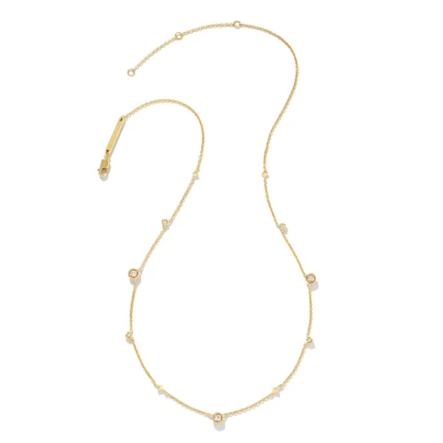 Kendra Scott Davie 18K Gold Vermeil Trio Strand Necklace in White Sapphire 1
