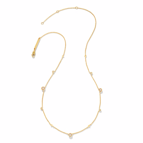 Kendra Scott Davie 18K Gold Vermeil Trio Strand Necklace in White Sapphire