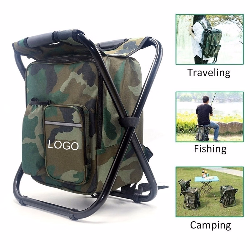 Folding Camping Fishing Chair Stool Backpack with Cooler