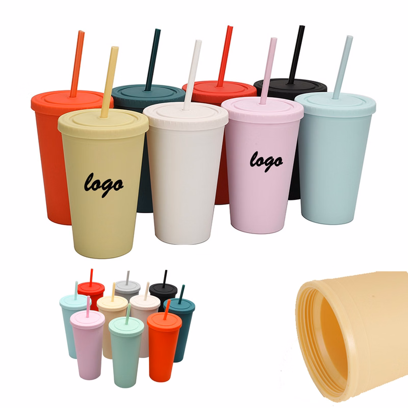 Double-walled Frosted Portable Straw Cup