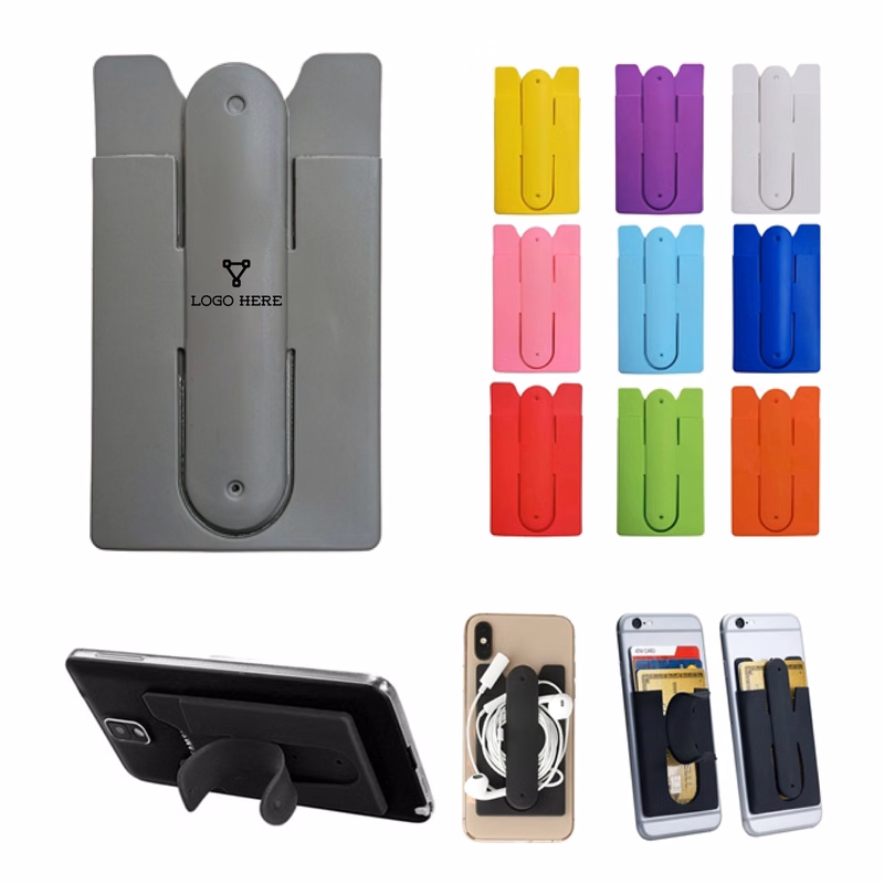 MOQ 100 2-in-1 Silicone Card Holder with Phone Stand for phones