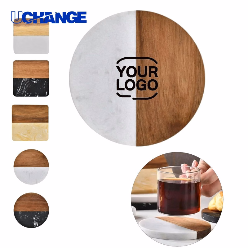 Marble Spliced Wooden Coaster Mat