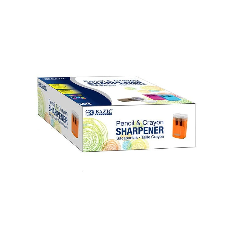 Bulk Sharpeners - Dual Blades Shavings Receptacle Assorted Colors 1