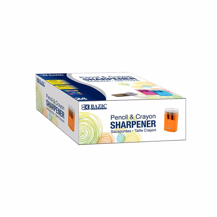Bulk Sharpeners - Dual Blades Shavings Receptacle Assorted Colors