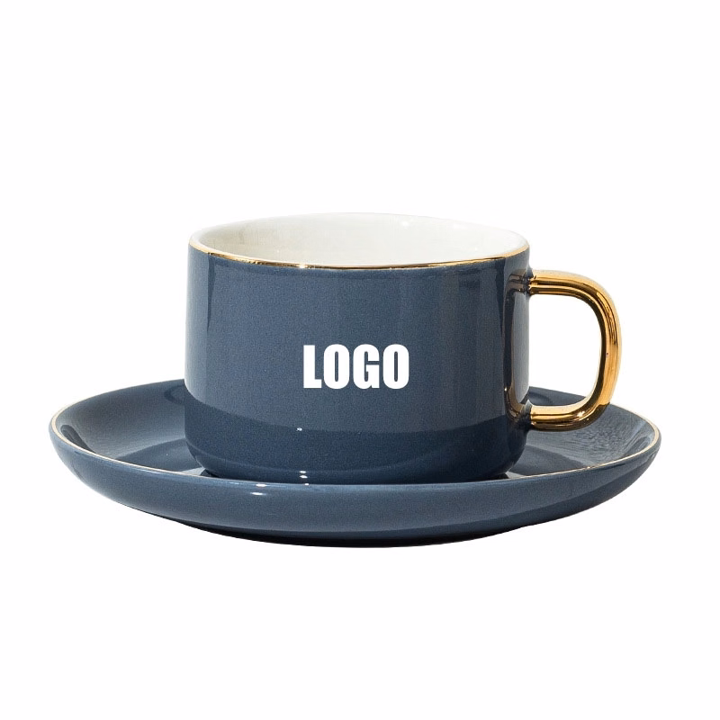 Custom 8.5 oz Macaron-colored coffee cups and saucers
