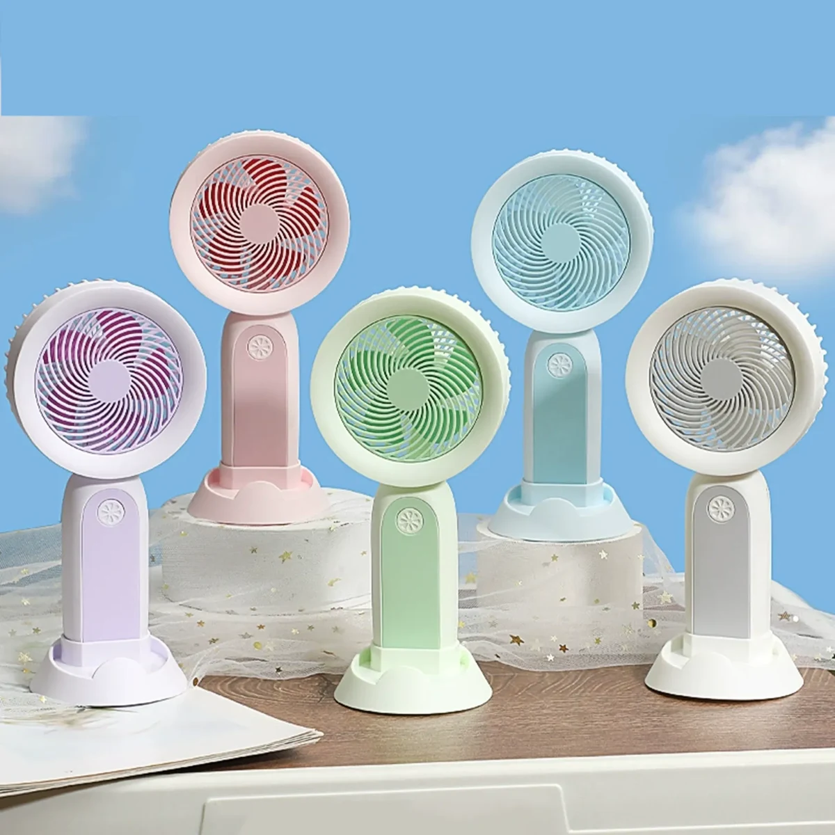 300 mAh Rechargeable Hand Held Fan with Phone Holder 1