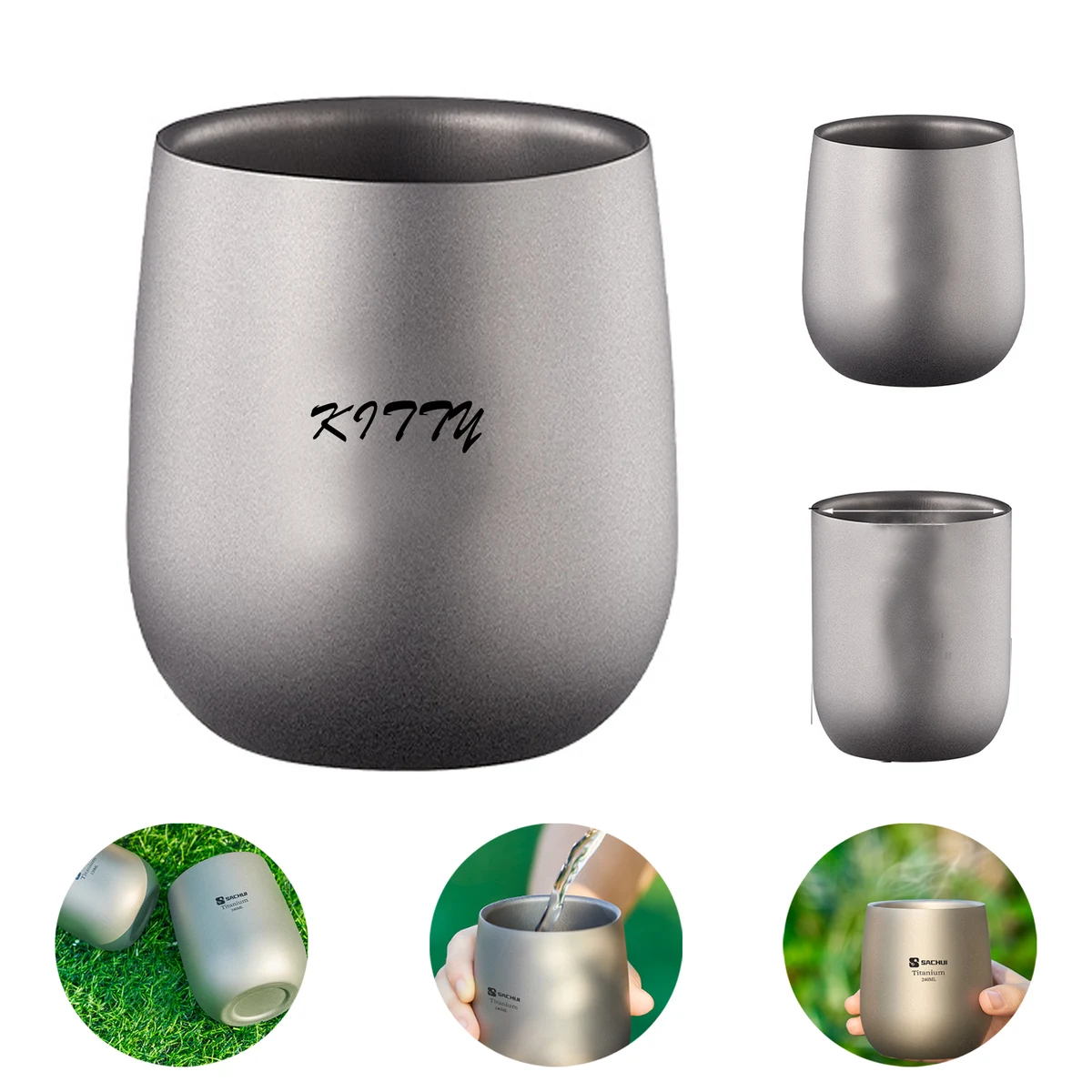 Pure Titanium Double-Layer Anti-Scald Goose Egg-Shaped Cup 1