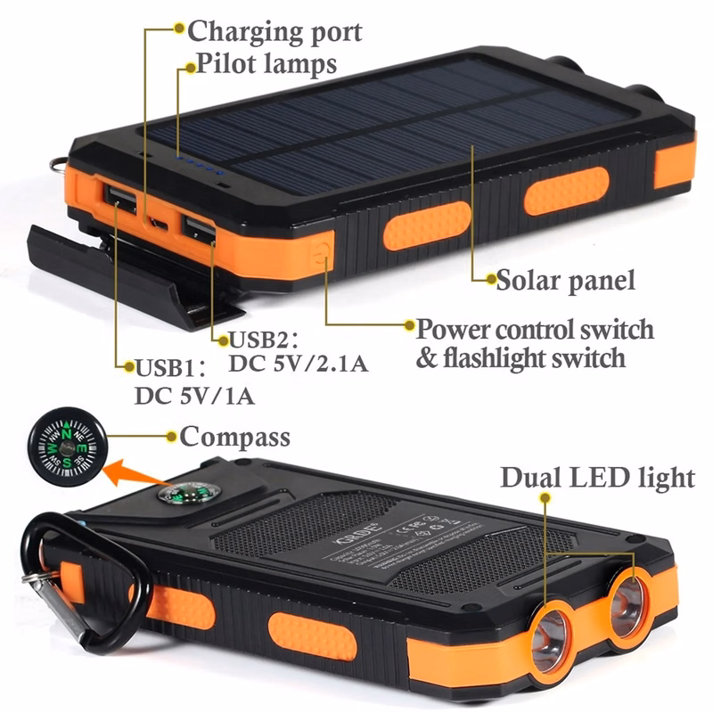 Quick Ship Solar Power Bank with LED
