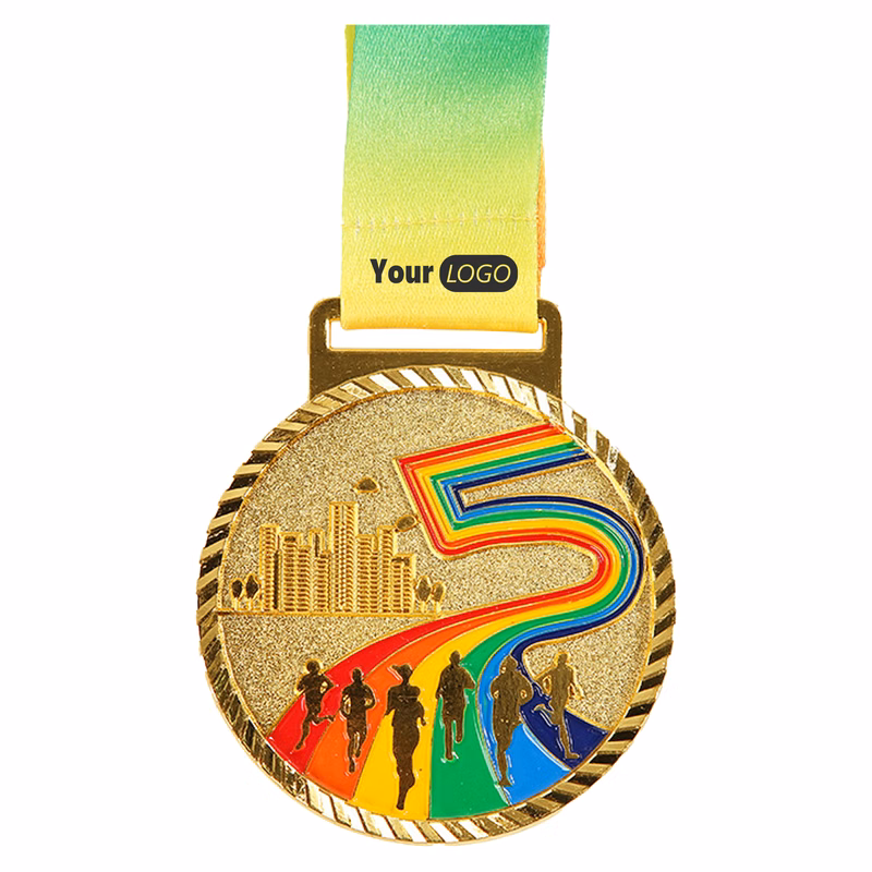Zinc Alloy 5K Race Medal With Rainbow Design ?C A Symbol Of Perseverance