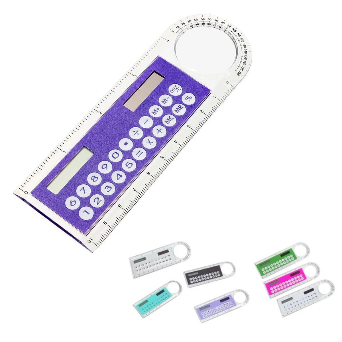 Solar Mini 4-in-1 4" Ruler Calculator Angle Magnifier 5.2"L X 1.7"W 1