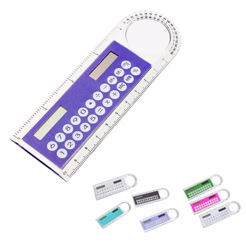 Solar Mini 4-in-1 4" Ruler Calculator Angle Magnifier 5.2"L X 1.7"W