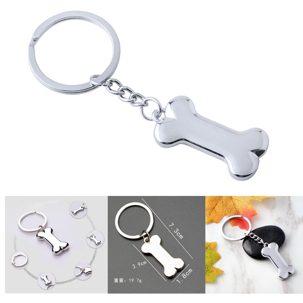 Zinc Alloy Bone Shaped Key Chain 1