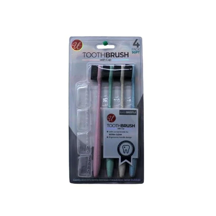 Toothbrushes with Cap - 4 Pack Soft Bristles 1