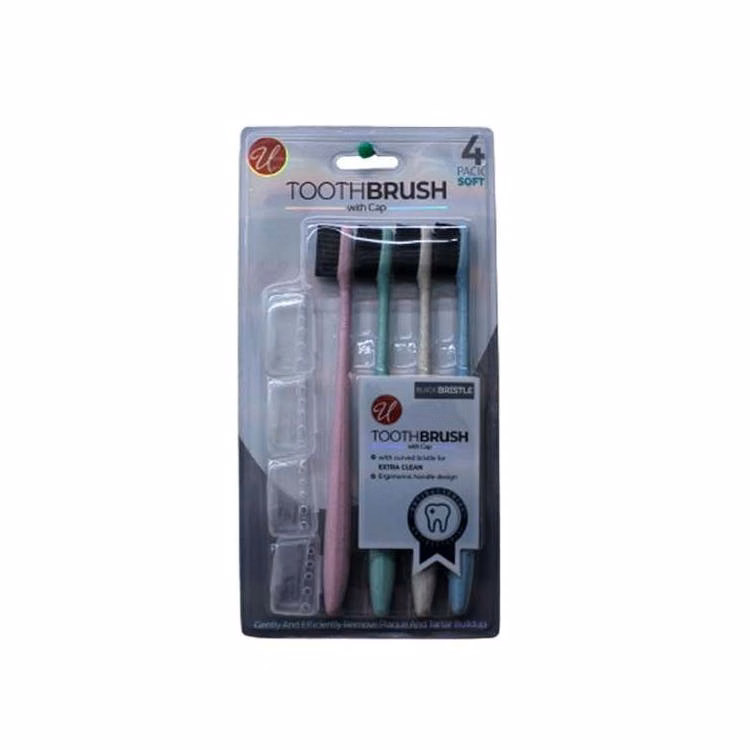 Toothbrushes with Cap - 4 Pack Soft Bristles