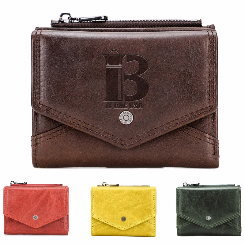Genuine Leather RFID Anti-thief Zippered Wallet