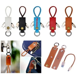 Leather Keychain With Charging Cable Ring 1