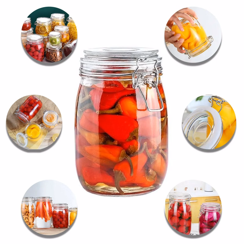 Airtight Glass Food Storage Jar with Clamp Lid