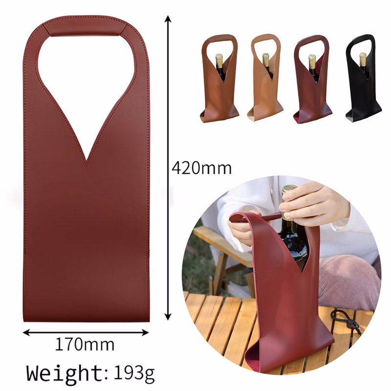 PU Leather Wine Tote Carrier Bag