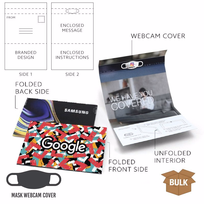 Custom Branded Greeting Card BULK with Mask Webcam Cover