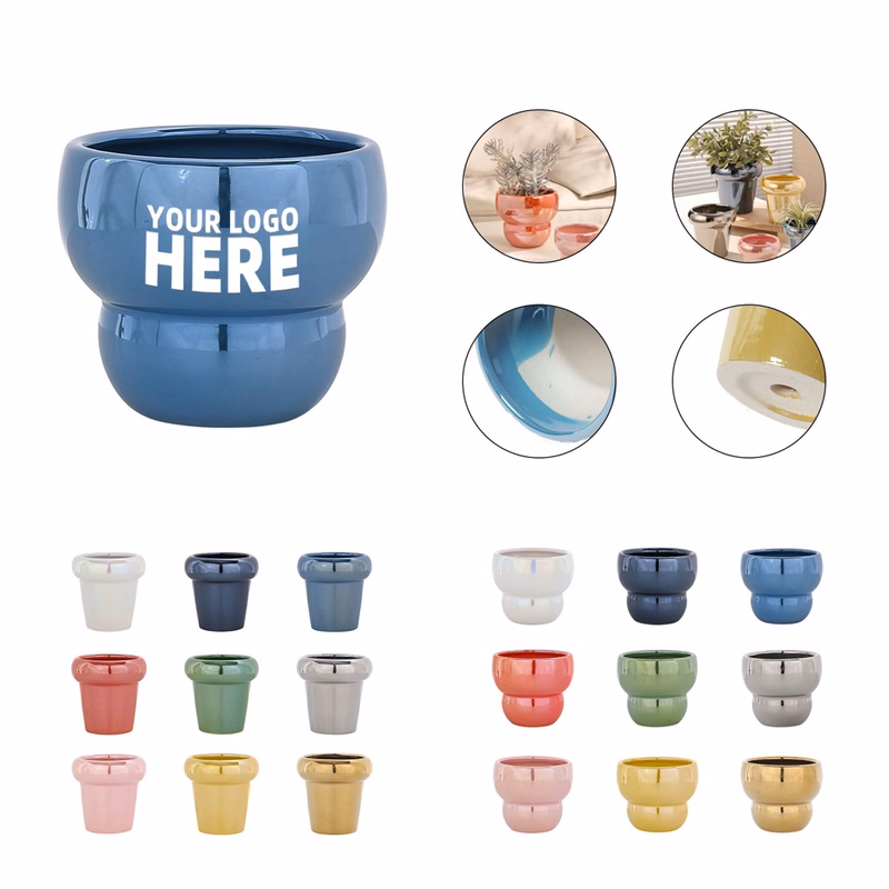 Electroplated Glazed Ceramic Flower Pot