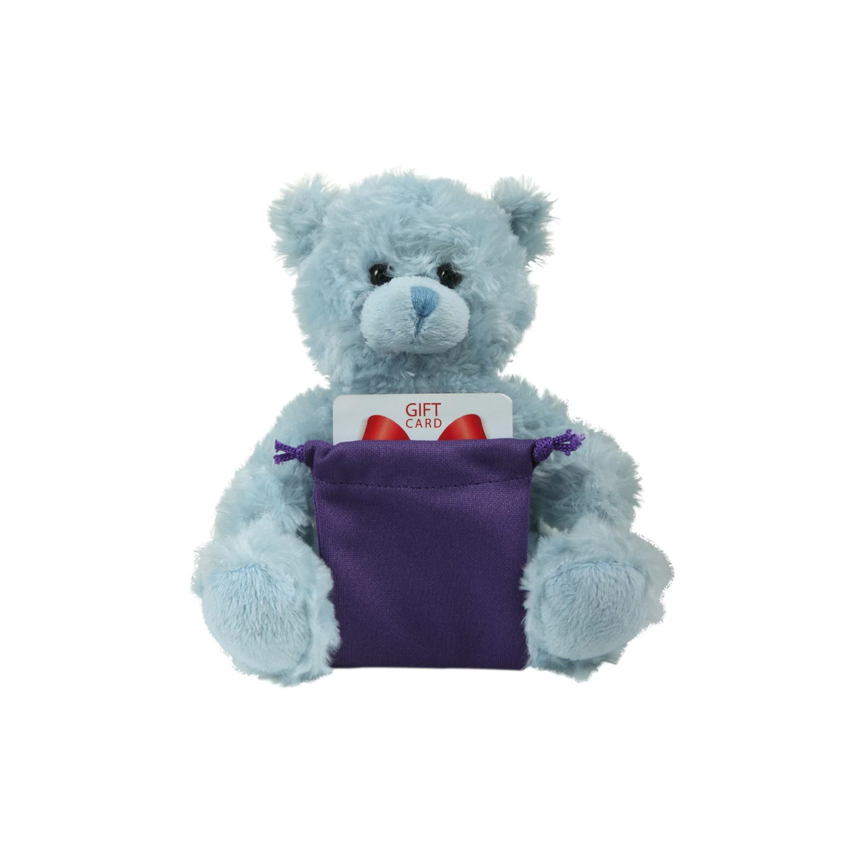 soft plush Blue Curly Sitting Bear with gift card sack 1