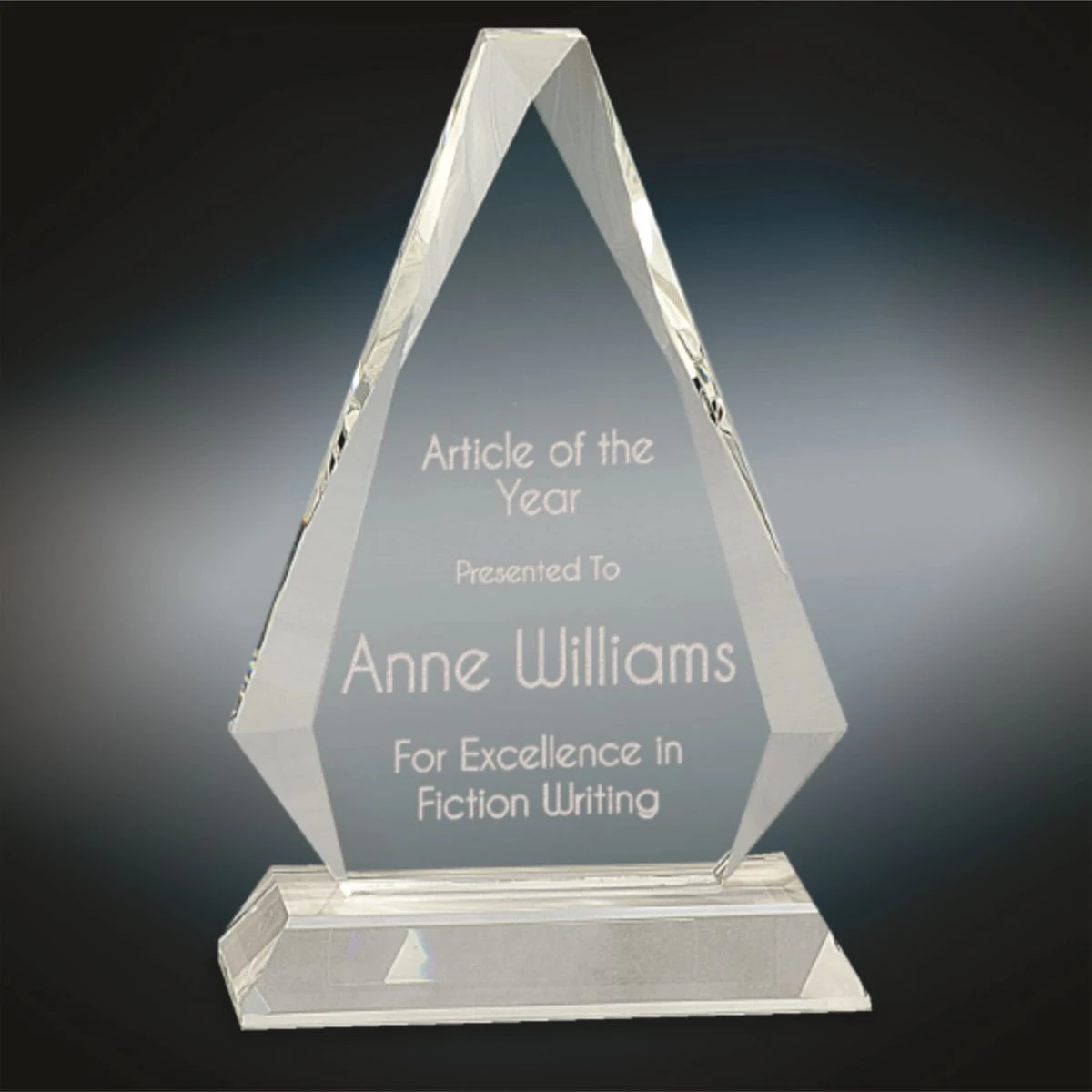 Optic Crystal Triangle Award on Clear Pedestal Base 1