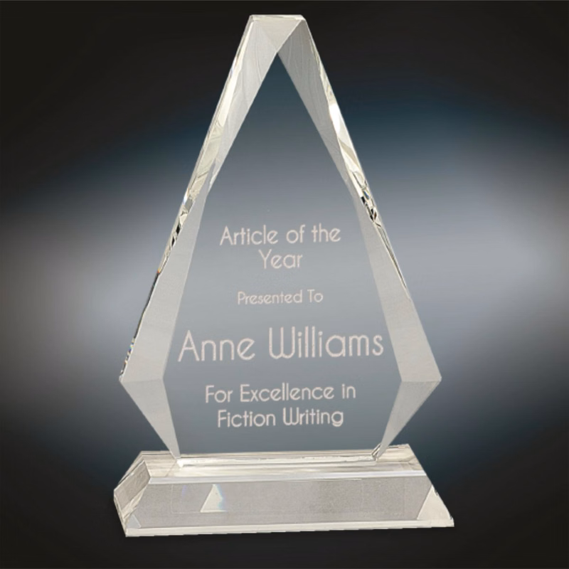 Optic Crystal Triangle Award on Clear Pedestal Base