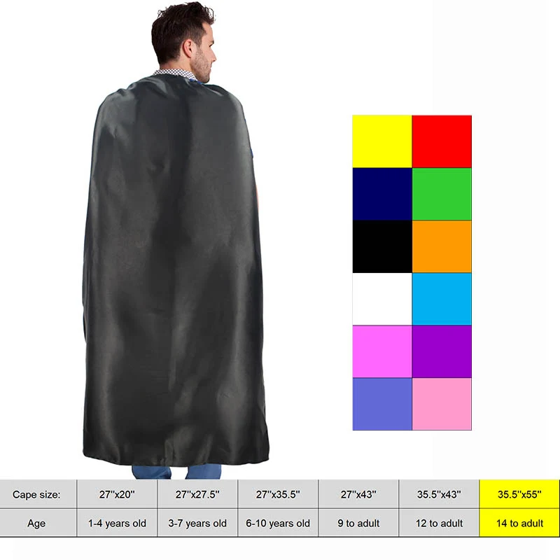 Adult Size Costume Cape – Superhero Style (35 1/2" x 55") 1