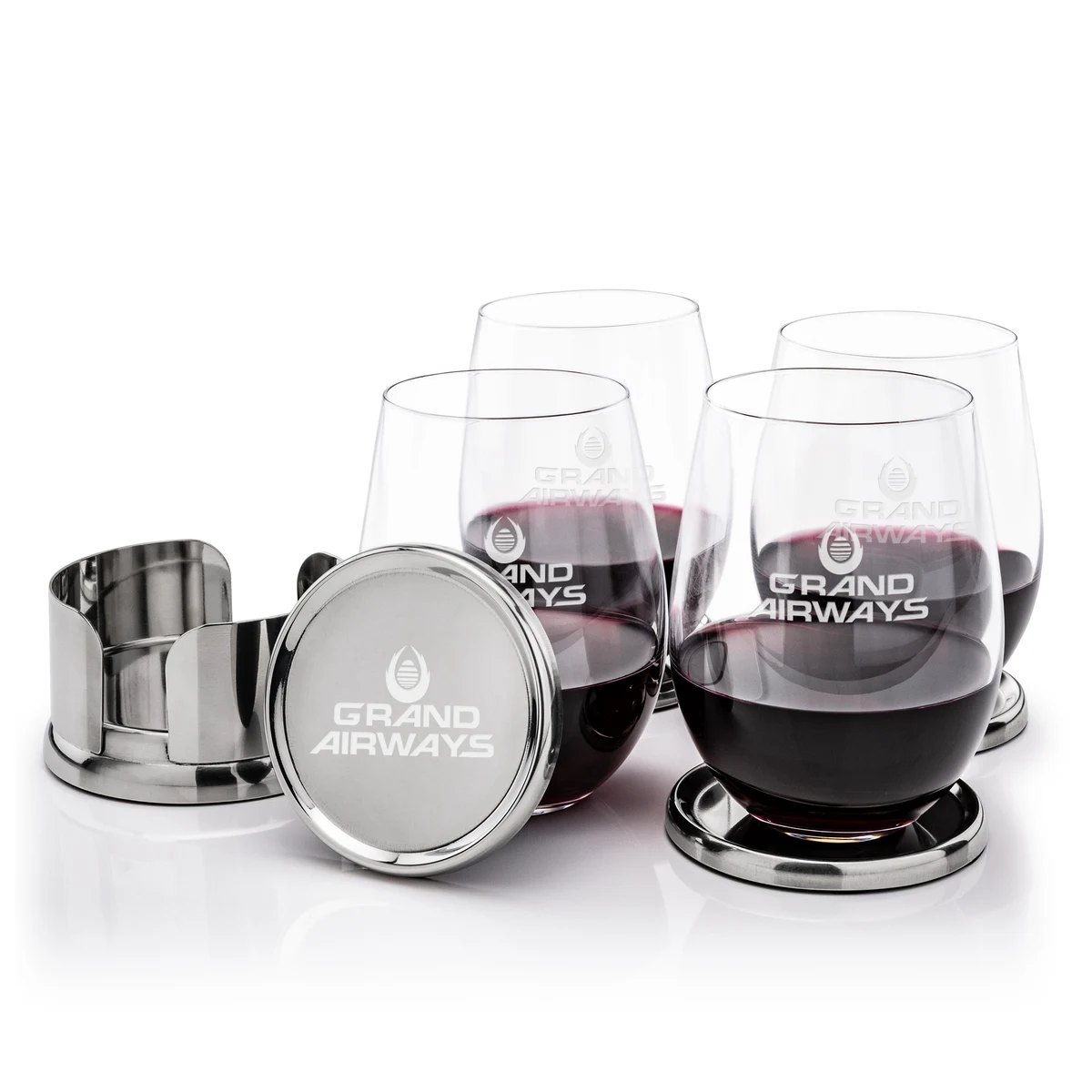Baldoni Coasters & Redmond Stemless Wine Set 1