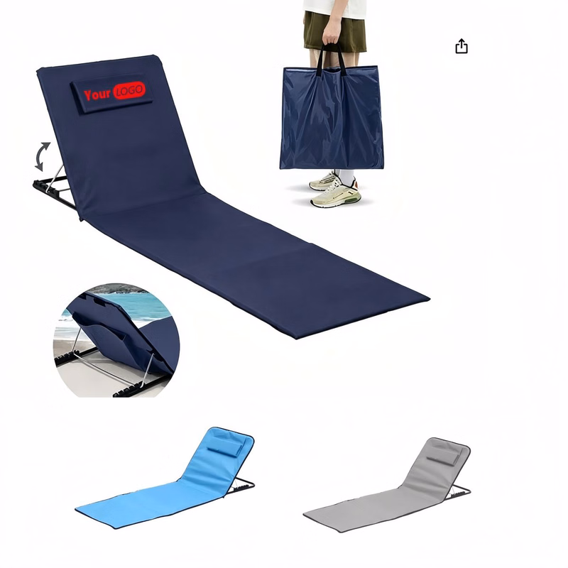 Adjustable Folding Beach Lounge Chair With Pillow