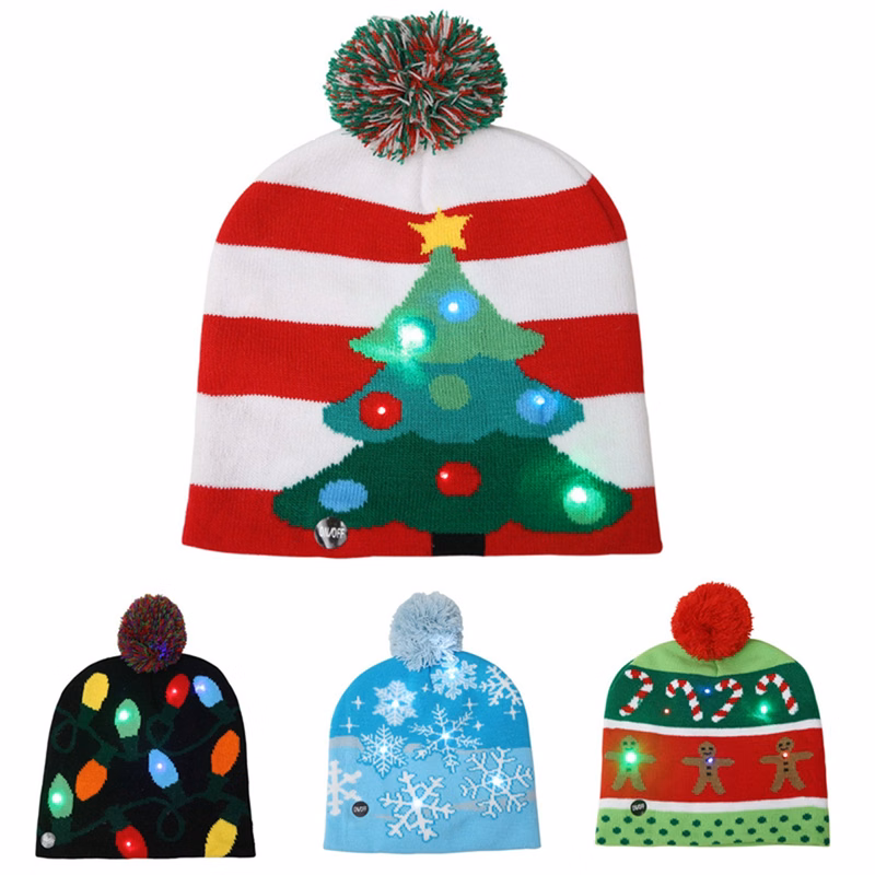 LED Christmas Beanie Knit Hat