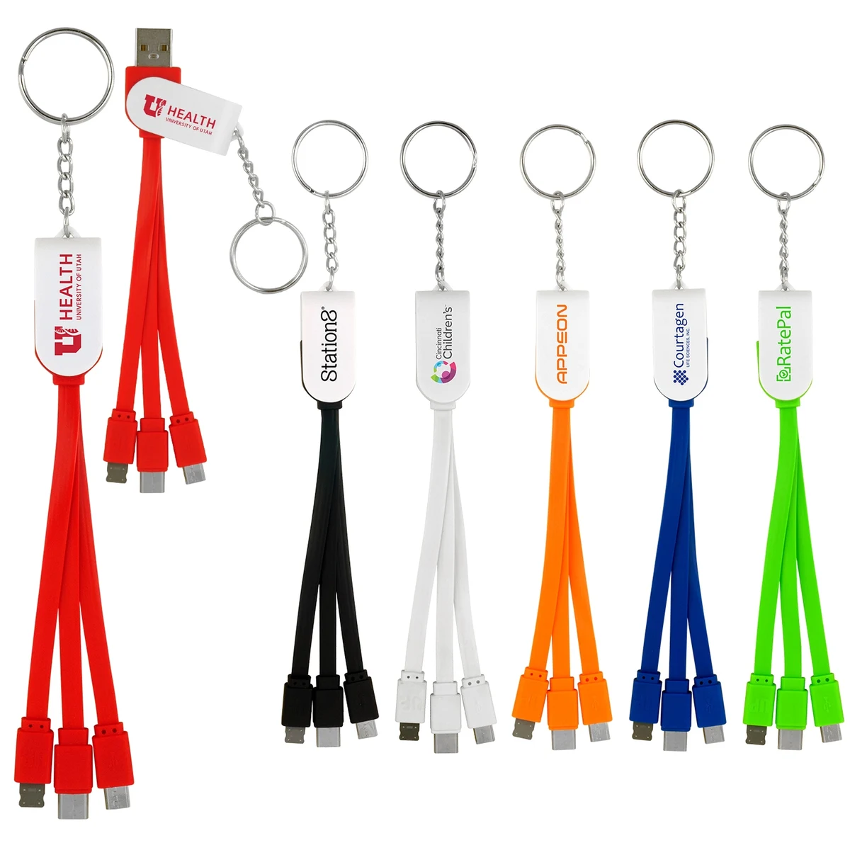 Swivel 3-In-1 Keychain Cable With Type C USB 1