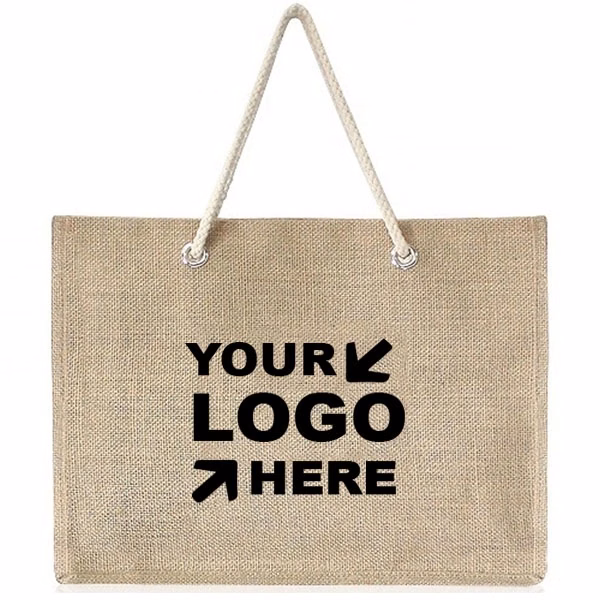 Large Natural Jute Grocery Tote Bag