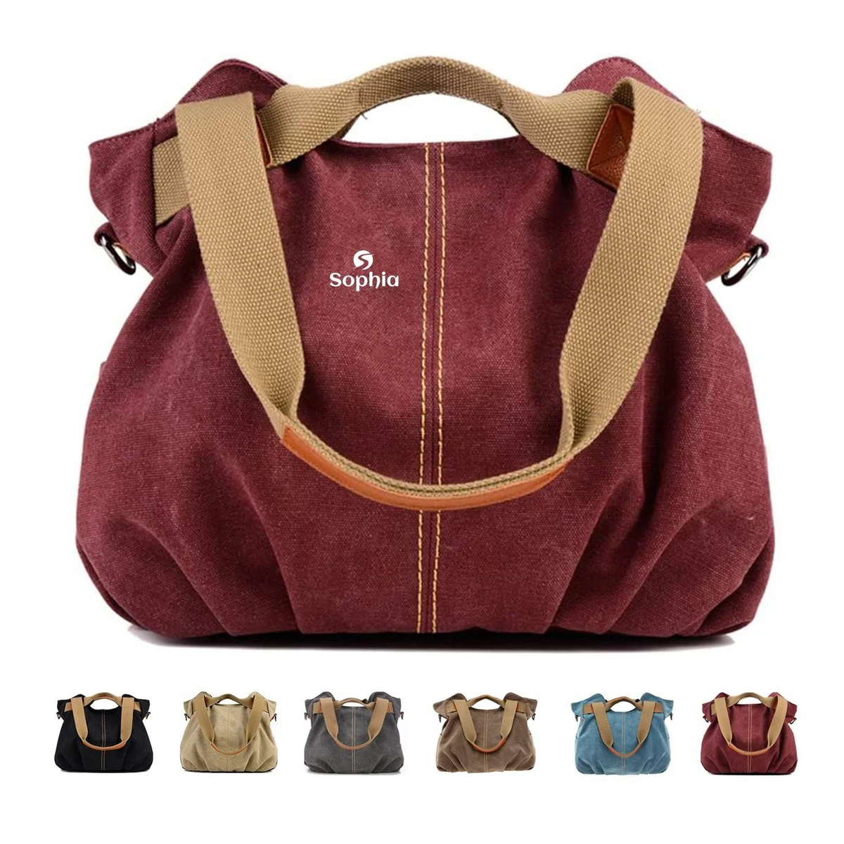 Canvas Shoulder Tote Shopper Handbag, custom tote bag with logo imprint 1