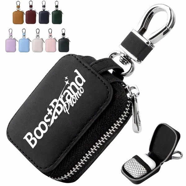Custom Compact Zippered Key Case with Snap Clip — Slim & Organized Promo