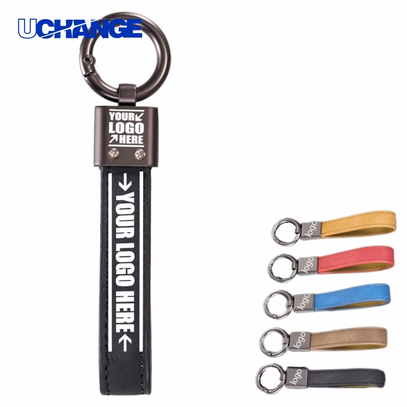 Metal Keychain with Leather Belt
