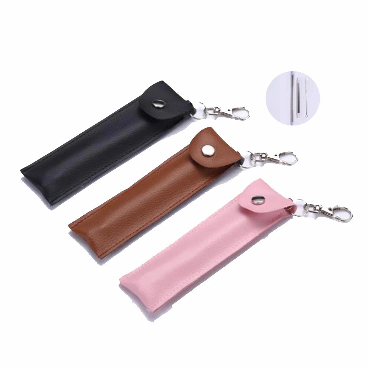 Telescopic Straw with Leather Bag 1