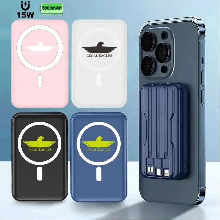 5000mAh Magnetic Power Bank and Wireless Charger 15W w/Cable 1