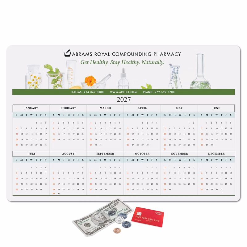 Vynex Peel&Place Ultra Thin Removable/Repositionable Calendar Counter Mat-12"x18"x.015"